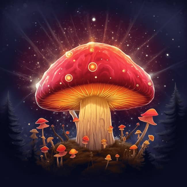 Magical Mushroom glowing in forest