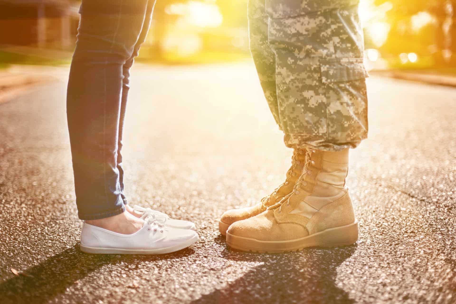 Soldier stand with wife together
